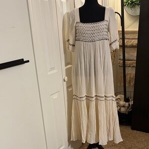 Free People Cream and Black Maxi Dress